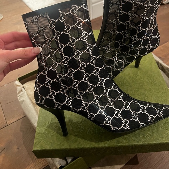 Gucci Women’s GG Crystal Mesh Bootie (Black) - Picture 6 of 8